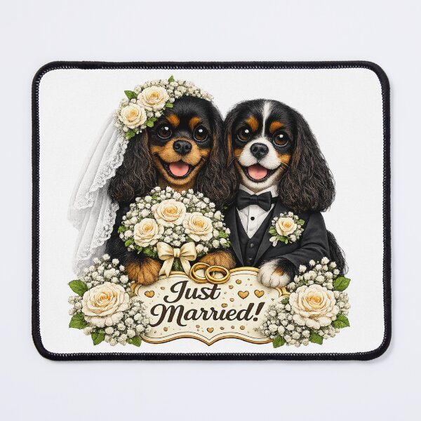 Item preview, Copy of Just married Black and Tan/Tri Cavaliers designed and sold by SpottyRainbow.