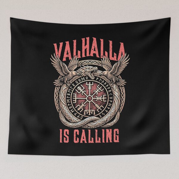 Item preview, Valhalla Is Calling Viking Serpent Rune Compass Ravens designed and sold by GrandeDuc.