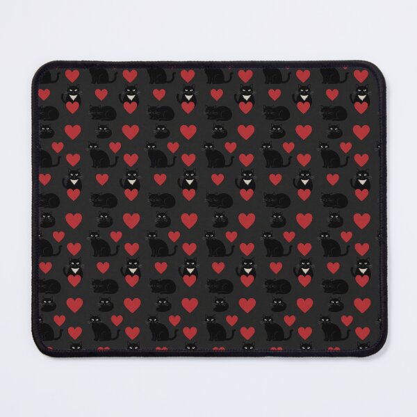 Item preview, Black Cats and Red Hearts Seamless Pattern designed and sold by Pioneer Spirit Market.