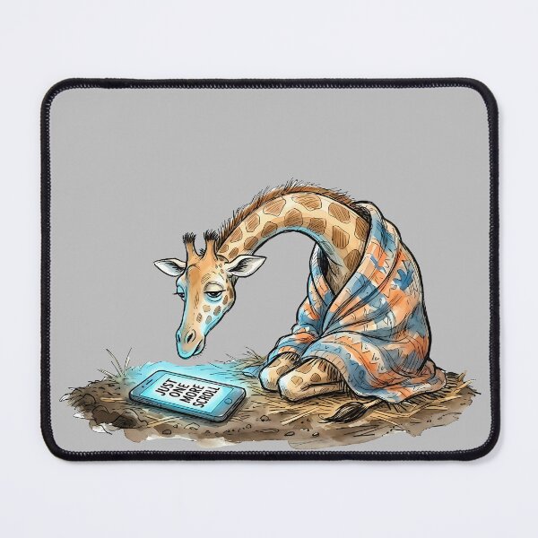 Item preview, Just One More Scroll: Tired Giraffe Doomscrolling Art designed and sold by SoulPT.