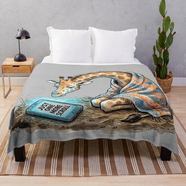 Item preview, Just One More Scroll: Tired Giraffe Doomscrolling Art designed and sold by SoulPT.