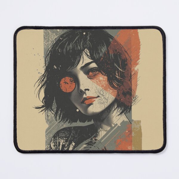 Item preview, Cyberpunk Anime Girl Portrait Distressed Trash Polka Art designed and sold by ERODED SELF.