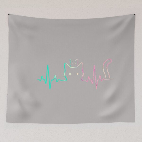 Item preview, Cute Heartbeat Cat Lover Design Funny Feline Silhouette Tee designed and sold by GreggRoss.