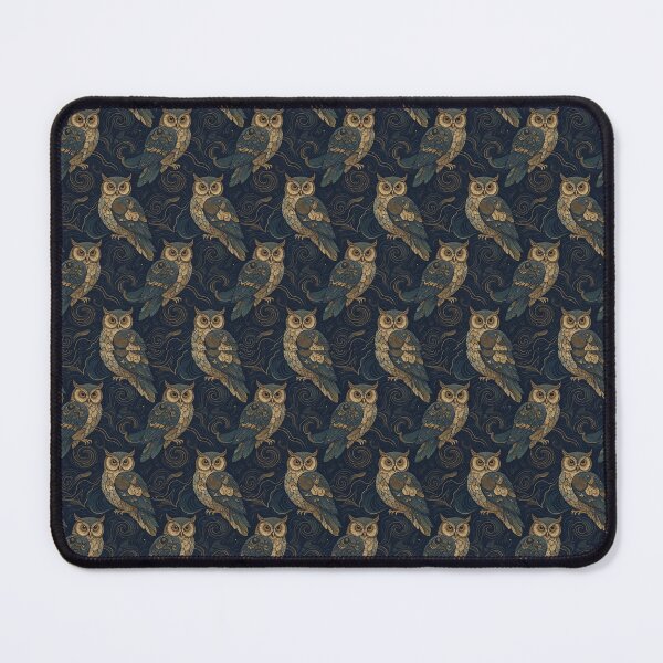 Item preview, Ornate Blue Gold Owl Seamless Pattern designed and sold by Pioneer Spirit Market.