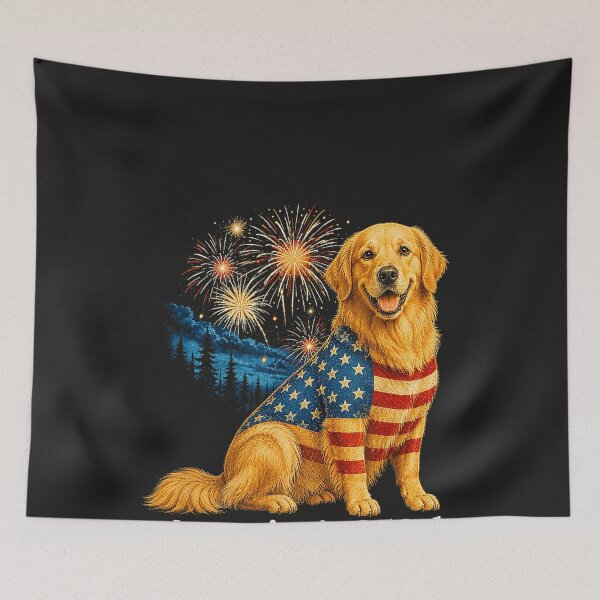Item preview, Golden Retriever 4th of July 250 Years American Anniversary designed and sold by CriseldaBruning.