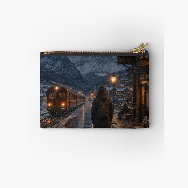 Item preview, The Last Train Home – Grindelwald Switzerland Travel Poster | Cinematic Alpine Winter Wall Art designed and sold by Inkora-Art.