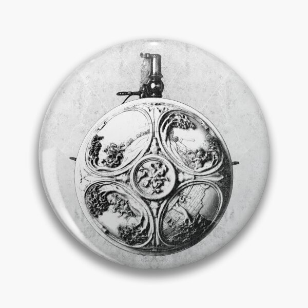 Item preview, 17th Century Powder Flask Quatrefoil Relief Hunting Scenes Dark Art designed and sold by Ghoul Enterprises.