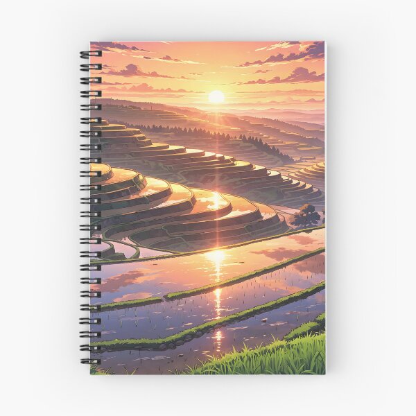 Item preview, Rice Terraces Sunset Landscape Anime Art designed and sold by theloomvale.