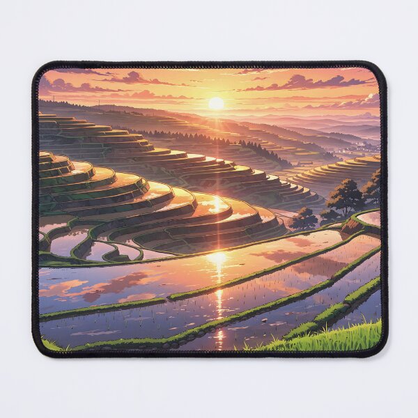 Item preview, Rice Terraces Sunset Landscape Anime Art designed and sold by theloomvale.