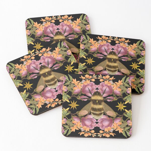 Item preview, Golden Bumblebee Illustration With Botanical Floral Wreath designed and sold by Grin Katalina Floral Patterns & Cozy Art.