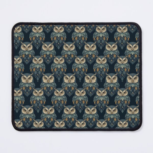 Item preview, Ornate Owl Seamless Pattern Blue Gold Celestial designed and sold by Pioneer Spirit Market.