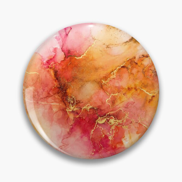 Item preview, Original Ink Art Sunset Bloom – Pink, Coral and Gold Abstract Wall Art designed and sold by PourtionOfArt.