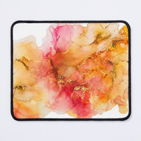 Item preview, Original Ink Art Sunset Bloom – Pink, Coral and Gold Abstract Wall Art designed and sold by PourtionOfArt.