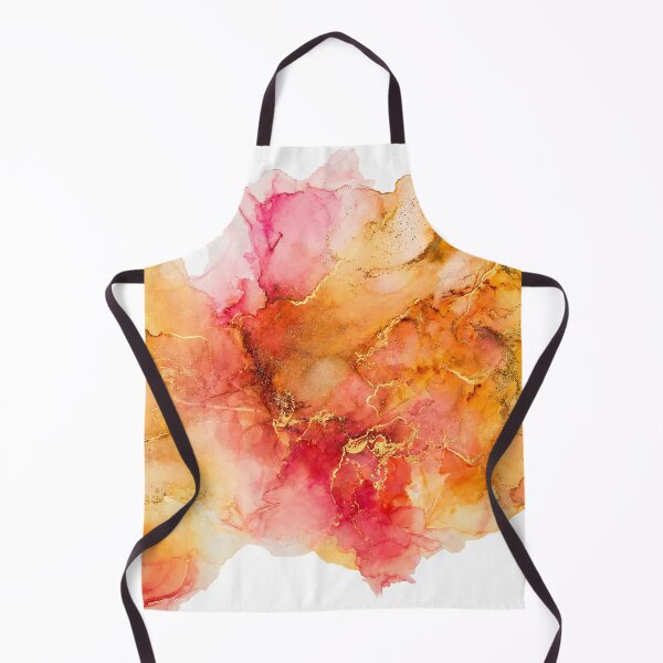 Item preview, Original Ink Art Sunset Bloom – Pink, Coral and Gold Abstract Wall Art designed and sold by PourtionOfArt.