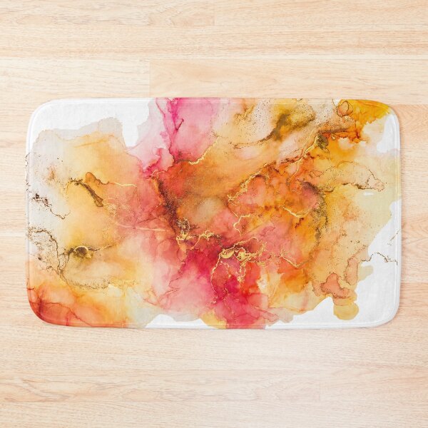 Item preview, Original Ink Art Sunset Bloom – Pink, Coral and Gold Abstract Wall Art designed and sold by PourtionOfArt.