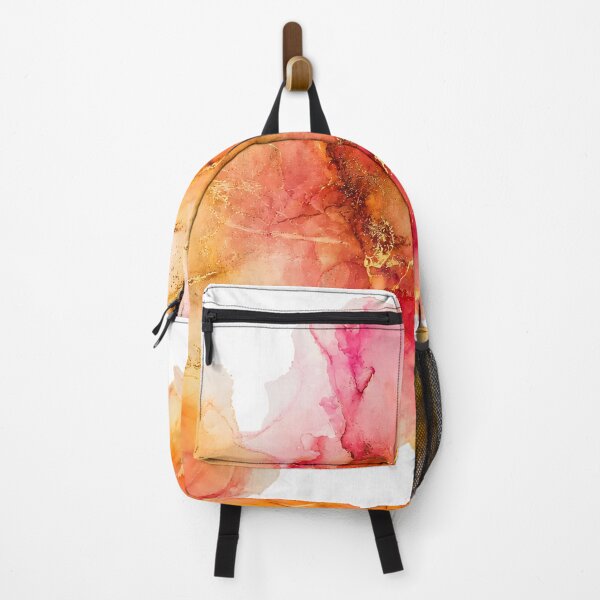 Item preview, Original Ink Art Sunset Bloom – Pink, Coral and Gold Abstract Wall Art designed and sold by PourtionOfArt.