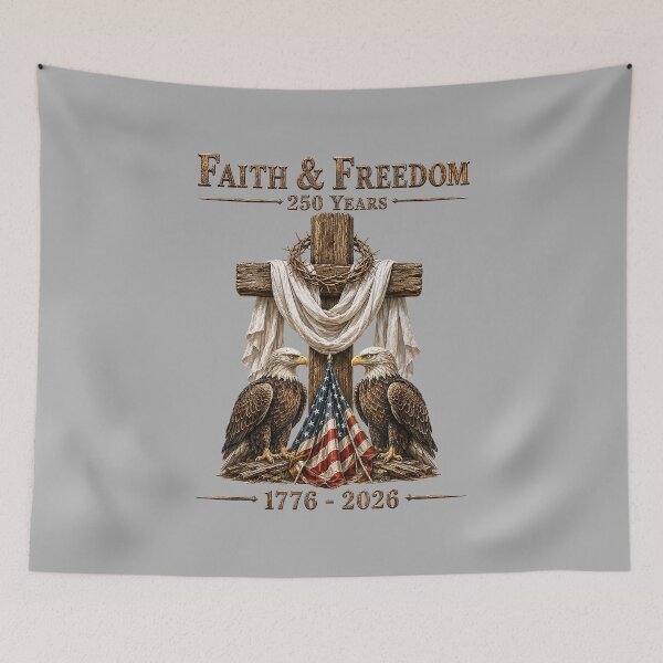 Item preview, Faith & Freedom 250 Years Patriotic Christian Cross Eagle designed and sold by ArleneRowe.