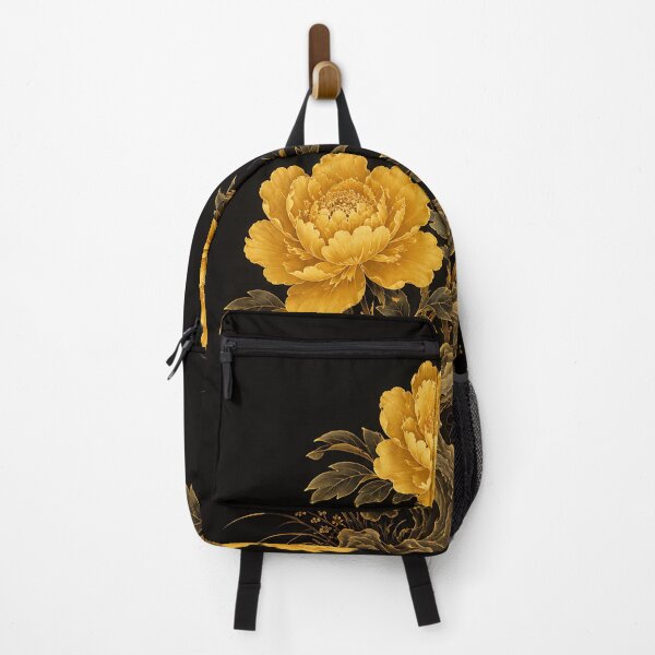 Item preview, Three Golden Peonies on Scholar's Rock - Korean Minhwa Prosperity Wall Art designed and sold by K-Tradition.
