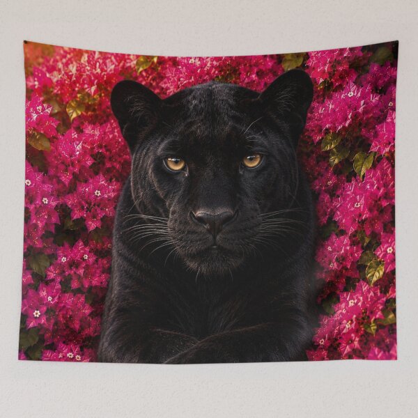 Item preview, Majestic Black Panther Among Bougainvillea Blooms designed and sold by Pure Craft.