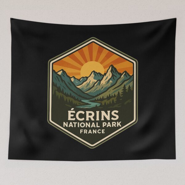 Item preview, Ecrins National Park France Retro Art designed and sold by TomFrontierArt.