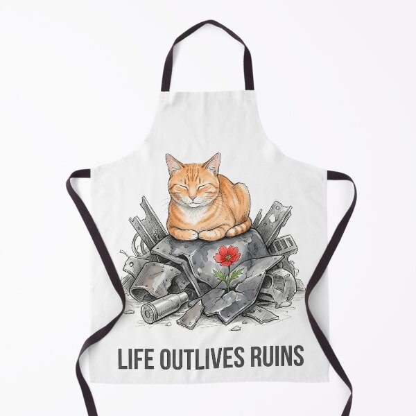 Item preview, Life Outlives Ruins: Resilient Cat and Flower Art designed and sold by SoulPT.