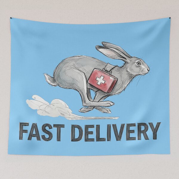 Item preview, Fast Delivery: First Aid Rescue Bunny Watercolor Art designed and sold by SoulPT.
