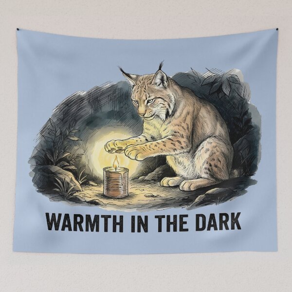 Item preview, Warmth in the Dark: Cozy Lynx and Candle Art designed and sold by SoulPT.