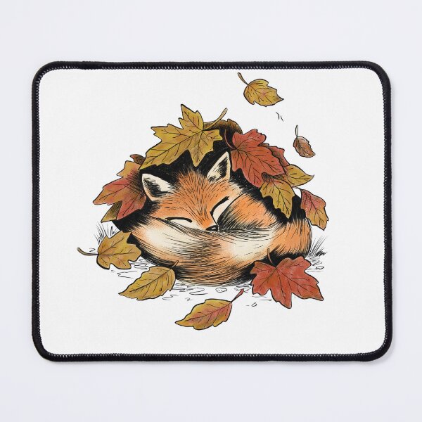 Item preview, A cute cozy fox sleeping under a pile of leaves designed and sold by designxtravel.