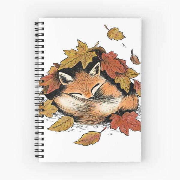 Item preview, A cute cozy fox sleeping under a pile of leaves designed and sold by designxtravel.