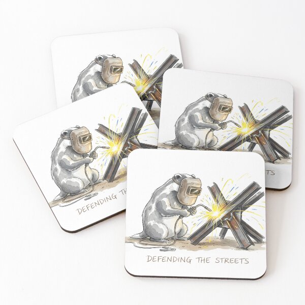Item preview, Defending the Streets: Determined Badger Welder watercolor art designed and sold by SoulPT.