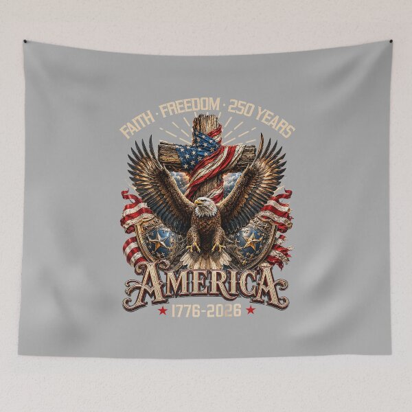 Item preview, Faith Freedom 250 Years Christian Cross Eagle 4th of July designed and sold by ArleneRowe.