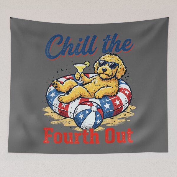 Item preview, Chill The Fourth Out Patriotic Goldendoodle USA Dog designed and sold by KristineLi.