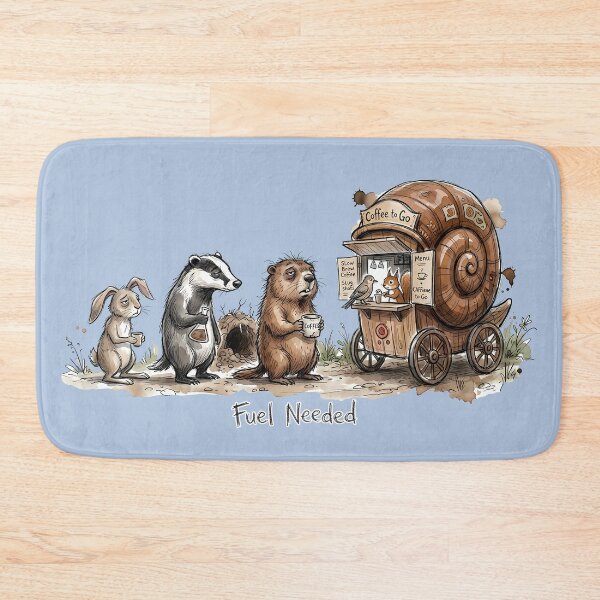 Item preview, Fuel Needed Sleepy Animals Coffee Cart Watercolor Art designed and sold by SoulPT.