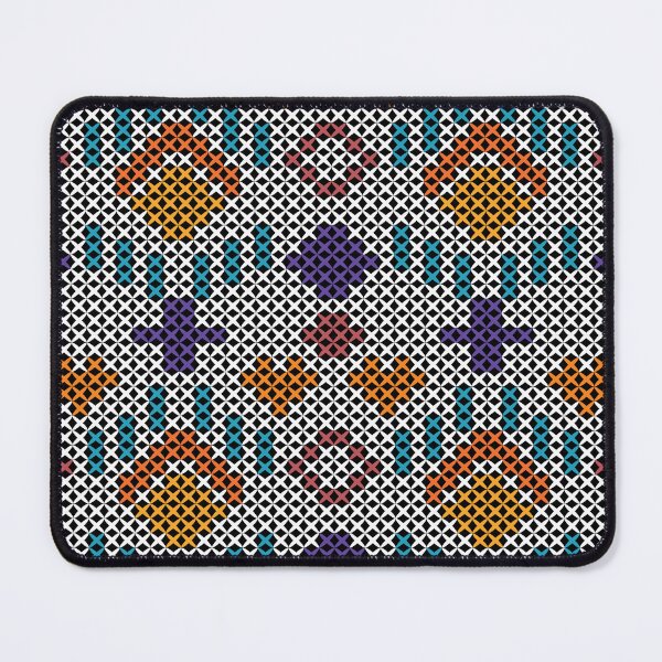 Item preview, Cozy Cross Stitch Inspired Geometric Pattern in Blue and Yellow designed and sold by Pongpond.