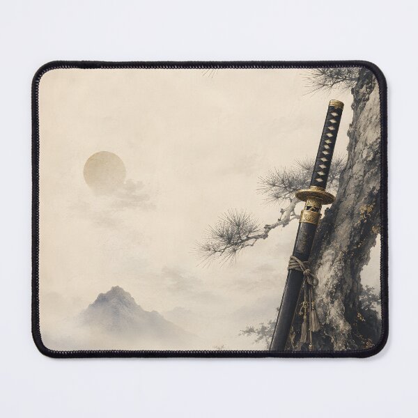 Item preview, Japanese Katana Pine Poster – Elegant Samurai Sword and Ancient Pine Wall Art designed and sold by Yuzan-japan-art.