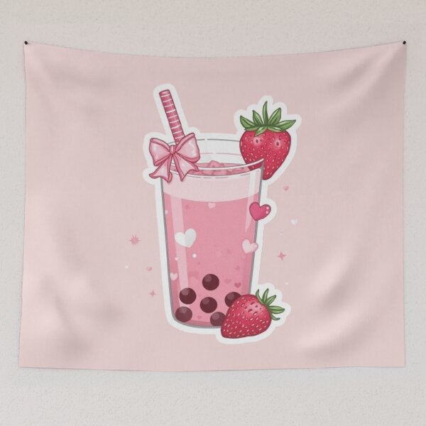 Item preview, Strawberry Boba Girl Kawaii Sticker designed and sold by Stylestickers55.