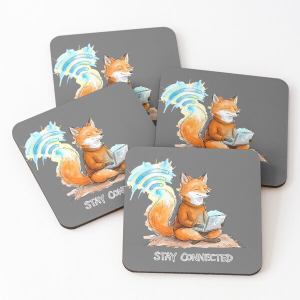 Item preview, Stay Connected - Cozy Fox with Laptop Watercolor Art designed and sold by SoulPT.