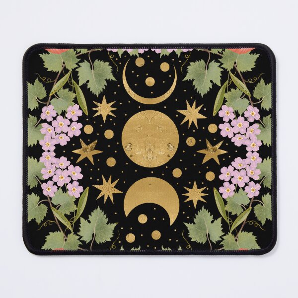 Item preview, Botanical Poppies Illustration With Golden Moon Phases designed and sold by Grin Katalina Floral Patterns & Cozy Art.