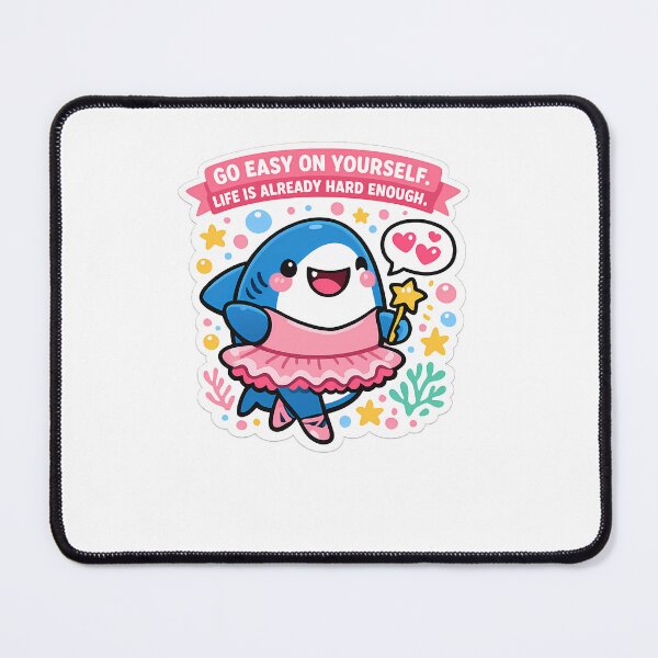 Item preview, Cute Fairy Shark Go Easy On Yourself Mental Health Sticker⁠ designed and sold by MIROUZ2000.