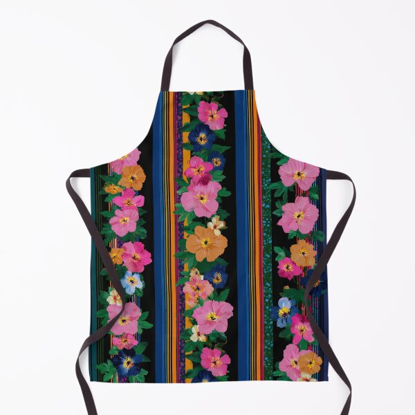 Item preview, Tropical Floral Stripe Pattern – Bold Pink Orange Flowers on Black designed and sold by Patterns & Love .
