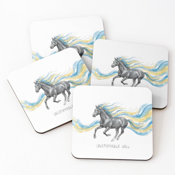 Item preview, Unstoppable Will - Ukrainian Running Horse Watercolor Art designed and sold by SoulPT.