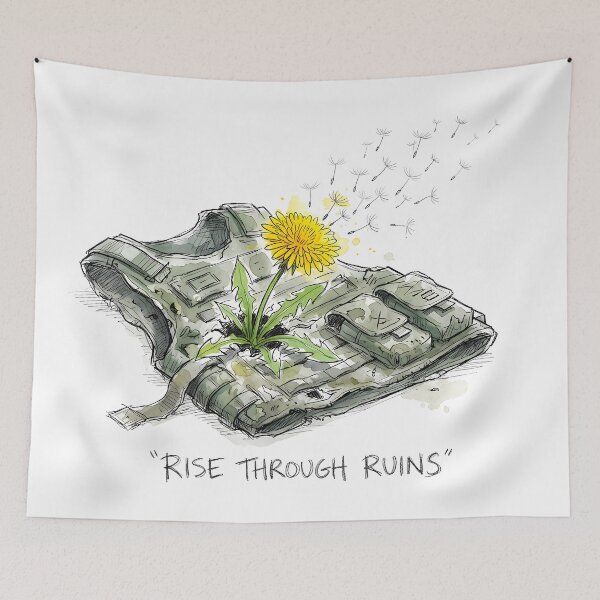 Item preview, Rise Through Ruins - Ukrainian Resilience Watercolor Art designed and sold by SoulPT.