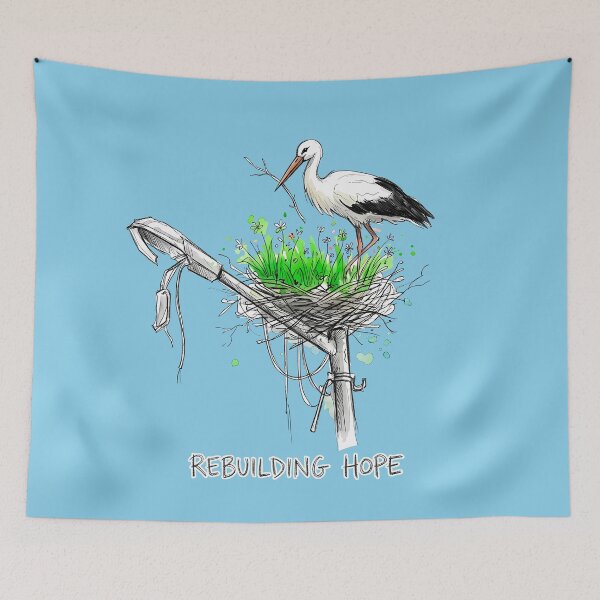 Item preview, Rebuilding Hope - Ukrainian Stork Nest Watercolor Art designed and sold by SoulPT.
