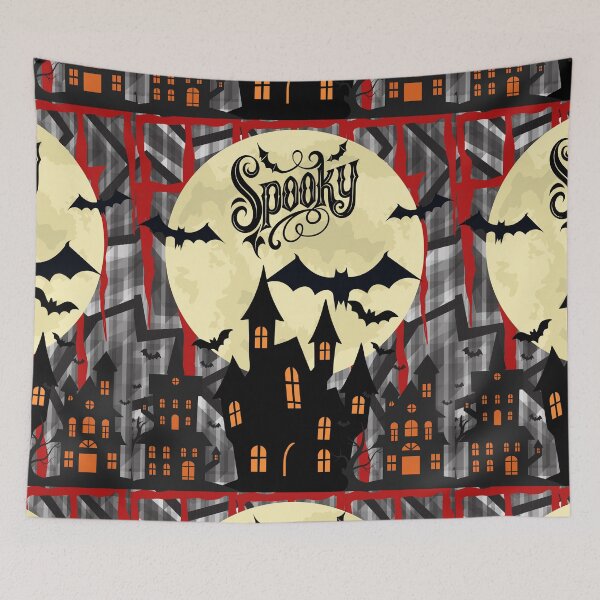 Item preview, Spooky Haunted House Silhouette Graphic – Gothic Full Moon and Bats Halloween Illustration designed and sold by VibranPalette.
