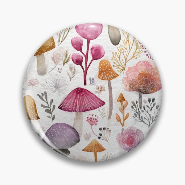 Item preview, Whimsical Watercolor Mushrooms and Wildflowers – Cottagecore Woodland Botanical Pattern designed and sold by Patterns & Love .