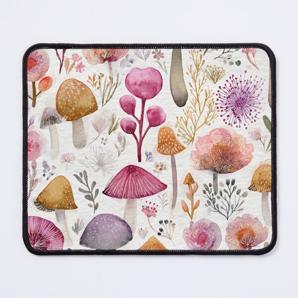 Item preview, Whimsical Watercolor Mushrooms and Wildflowers – Cottagecore Woodland Botanical Pattern designed and sold by Patterns & Love .