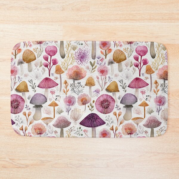 Item preview, Whimsical Watercolor Mushrooms and Wildflowers – Cottagecore Woodland Botanical Pattern designed and sold by Patterns & Love .