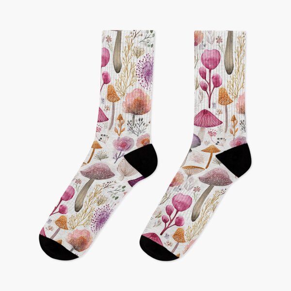 Item preview, Whimsical Watercolor Mushrooms and Wildflowers – Cottagecore Woodland Botanical Pattern designed and sold by Patterns & Love .