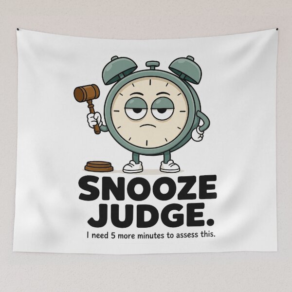 Item preview, Snooze Judge Funny Alarm Clock Morning Humour designed and sold by Moodzu.