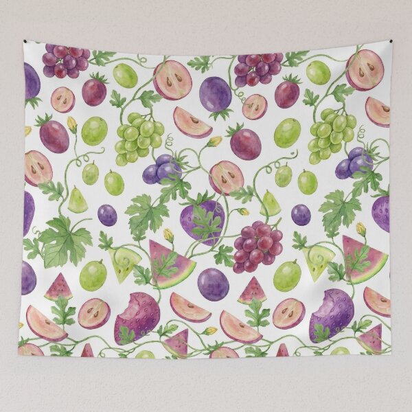 Item preview, Whimsical Watercolor Grapes & Summer Fruit Botanical Pattern designed and sold by TOM JACK.